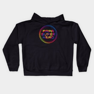 Papa superhero rainbow circle Kids Hoodie